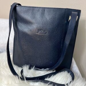 Longchamp Dark Leather Messenger Bag